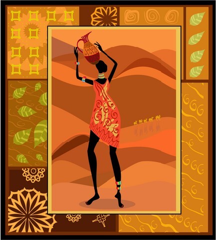 African girl dressed in a decorative 5